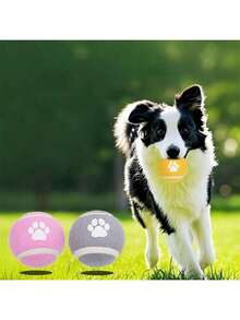 Dog Toy Footprints Pattern Elastic Ball Toys, Used For Training And Interactive Pet Toys - Multicolor - View 2