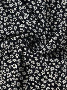 SHEIN Clasi 大码休闲碎花短袖衬衫 - 黑色 - 查看 4