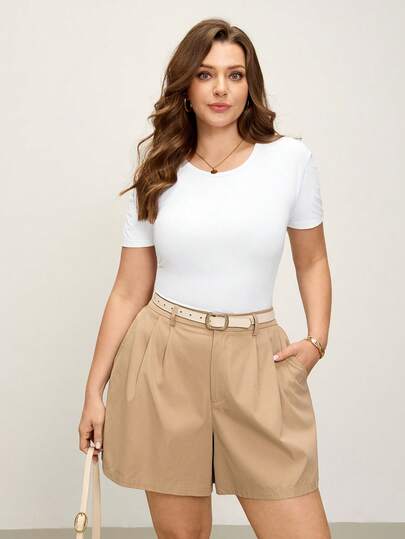Comfylo Plus Size Solid Color Casual Shorts Casual For Women Vacation Women Beach Vacation For Women Holiday Beach For Women Beach Shorts Easter Spring Women Summer