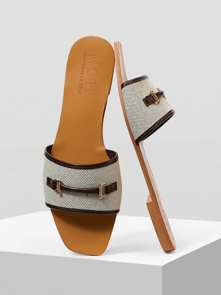 WOMEN BUCKLE COLORBLOCK FLAT SANDALS SPRING SHOES