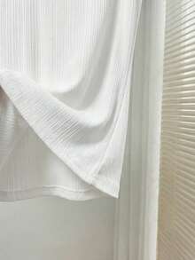 Franclia 女士休闲通勤款温柔优雅夏季新款白色V领无袖背心，珍珠纽扣罗纹衬衫领上衣，通勤时尚修身吊带衫 - 白色 - 查看 6