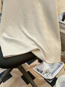 Manfinity Joysei Camisa polo de cuello acanalado con textura color albaricoque para hombres - Albaricoque - Ver 3