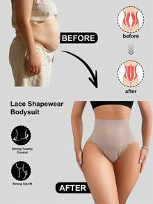NudeFit Pantalones de mujer con parches de encaje de alta elasticidad para estilizar la figura - Albaricoque - Ver 5