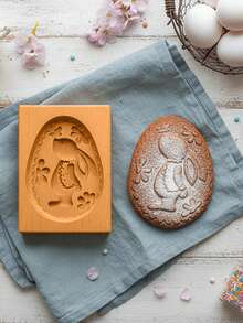 Cirelle Wooden Easter Cookie Mold - Rabbit & Egg Shape Cake Fondant Press Stamp, For Holiday Baking & Cake Decorating - Multicolor - View 7