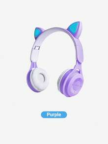Teckwe Headphone Nirkabel Lipat Bentuk Telinga Kucing, Headphone Nirkabel Bentuk Telinga Kucing yang Berubah Warna dengan Mikrofon Terintegrasi, Kontrol Sentuh, dan Daya Tahan Baterai yang Lama - Satu-Ukuran - View 9