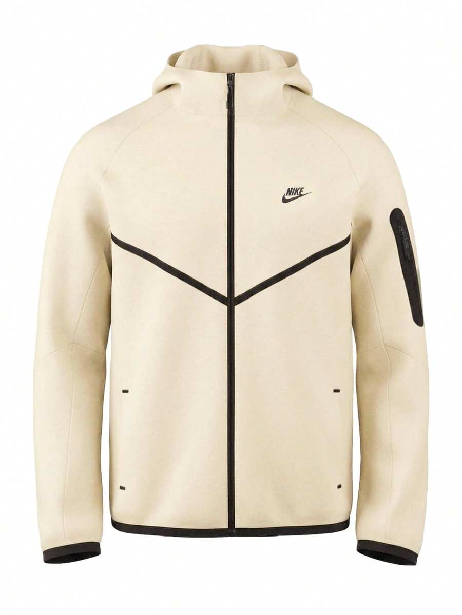 Nike Tech Men's Full-Zip Hoodie Khaki - Khaki/Black - View 1