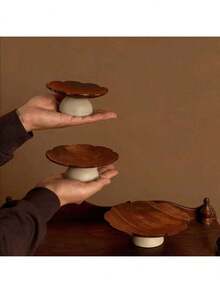 1 Khay đựng trái cây chân cao kiểu cổ điển đơn giản, khay đựng bánh ngọt ăn nhẹ hình hoa cho tiệc trà chiều, khay đựng các loại hạt khô, khay đựng trái cây sấy khô, đĩa trang trí không khí ngày lễ tình nhân, thích hợp cho gia đình, nhà hàng, văn phòng, phòng trà. - Đồ gốm + nâu - Xem 4