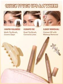 SHEGLAM HAIR 二合一豐盈補色筆 - 深棕色，髮際線補色棒，可填充髮際線，用作眼線筆，填充眉毛，畫下睫毛，多用途，防水、防汗、防油，24小時持久顯色，快速遮蓋髮根 生日 禮物 假期 粉紅色的 氛圍 化妝品 旅行 學校 節慶 玫瑰 展示 女孩 魅力 護髮 母親節 想要 時尚 銳舞派對 海灘 眉筆 - Dark Brown - 查看 9