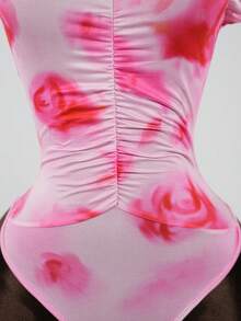 SaltGleam SaltGleam 粉色扎染性感露背吊带连体衣，适合海滩度假 - 粉色 - 查看 5