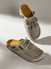 Solecia 女士休闲流苏平底鞋，百搭时尚日常鞋 - 灰色 - 查看 2