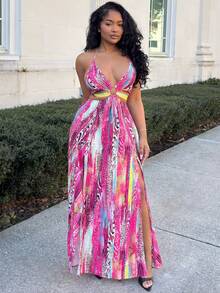 Alexandranx BamGleam New Spring/Summer Women All-Match Casual Leopard Print Dress Suitable For Music Festivals, Easter, Nashville, Boho, Birthdays, Graduation, Daily Wear, Vacation, Cruise Travel, Beach, Sunbathing - Multicolor - View 5