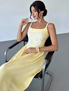 Firerie Vestido de mujer con volantes y bordado floral elegante - Rosa - Ver 7