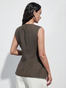 Aveloria Modichic Fashionable Design Sense Versatile Commute Casual Utility Pocket Round Neck Zipper Design Sleeveless Women Blazer - Multicolor - View 6