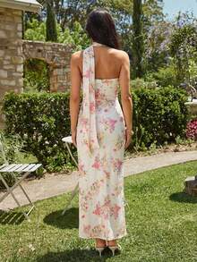 KARISMINA 女士春夏时尚优雅休闲浪漫度假派对婚礼宾客连衣裙，碎花连衣裙、米色连衣裙和粉色连衣裙 - 彩色 - 查看 9