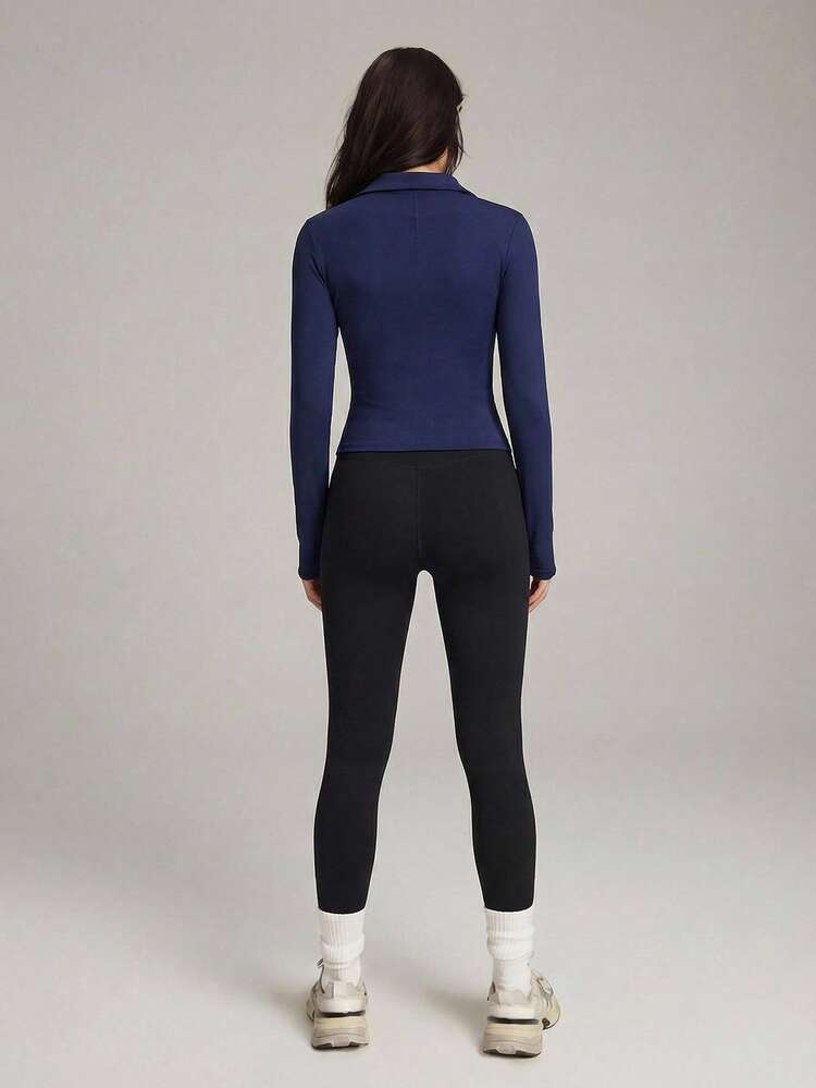 Women's V-Neck Long Sleeve Fitted T-Shirt, Slim Fit Workout Yoga Top For Spring