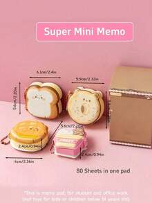 1/4pcs Stress Relief Memo Pad, Cute Dessert & Beverage Game Series Mini Notebook With Hanging Decoration, Adorable Portable Design, Office/School Student Gift, Back To School Supplies - Multicolor - View 2
