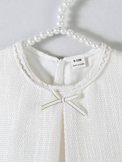 SHEIN Elladie kids Baby Girls' Elegant Bowknot 3D Floral Trim Sleeveless Dress, Suitable For Flower Girl, Wedding, Party, Birthday, Vacation, Photo Shoot In Summer