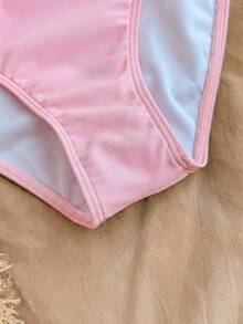 SHEIN Teen Girl Floral Print Swimwear Set, Vacation Beach - Pink - View 5