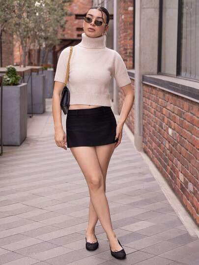 Andrea Bello 女士纯色休闲百搭短裙裤