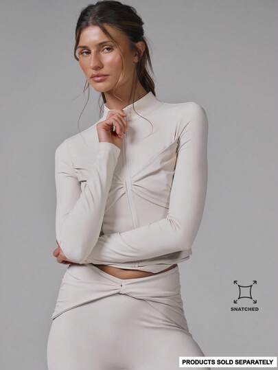 Musera Sport Twist Front BBL Active Jacket Sport Workout Gym Pilates Fitness Daily Casual Banana Pudding