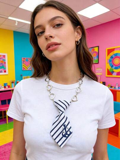 Joivida 小众设计锚形领带项链预系领带吊坠，适用于JK制服