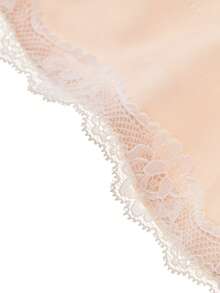 LUVLETTE 四季皆宜的香槟色缎面睡衣套装 - 长袖上衣和蕾丝边阔腿裤 - 杏色 - 查看 11