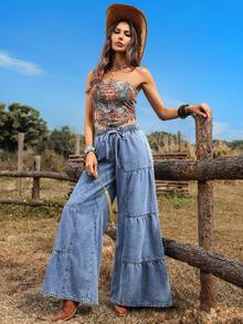 Breezaya Women's Casual Washed Loose Wide-Leg Jeans - Medium Wash - View 3