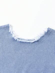 女童（小号）新款休闲时尚简约设计水洗牛仔套装 - 淺色水洗藍 - 查看 4