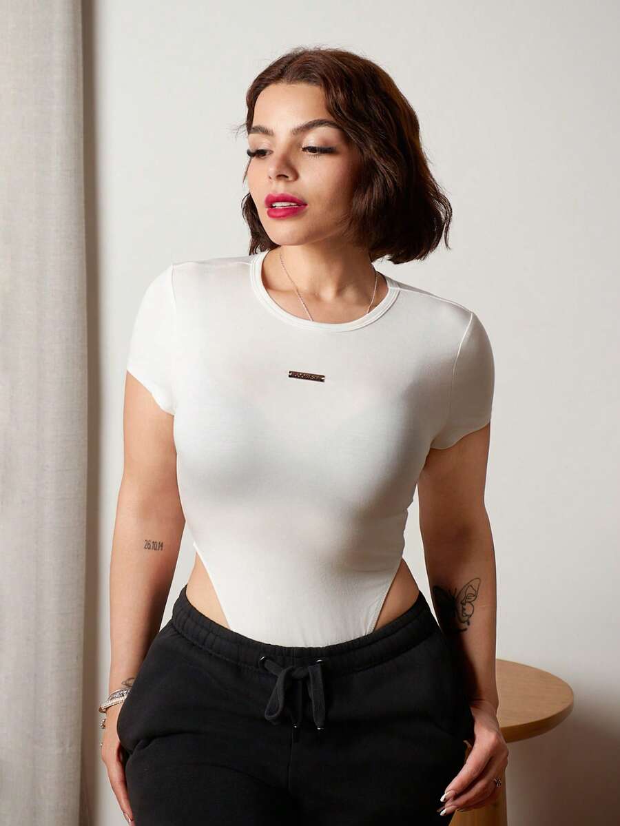 Lupita Cardoza 女士秋季街头风 Y2K 针织纹理紧身衣 - 白色 - 查看 1