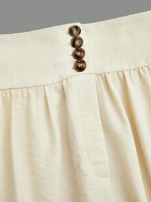Elenzga Pantalones anchos de pierna ancha de tela elegante para vacaciones de mujer de talla grande, pantalones sueltos con diseño de botones y decoración de cinturón, adecuados para verano con manga corta, oficina, viajes, citas, estilo blogger, pantalones de color albaricoque, adecuados para graduación, vacaciones, Día de San Valentín, festivales de música, Día de la Madre, Halloween, Acción de Gracias, Pascua, Día Nacional, bailes, fiestas de citas, temporada de bodas, viajes al aire libre - Beis - Ver 3