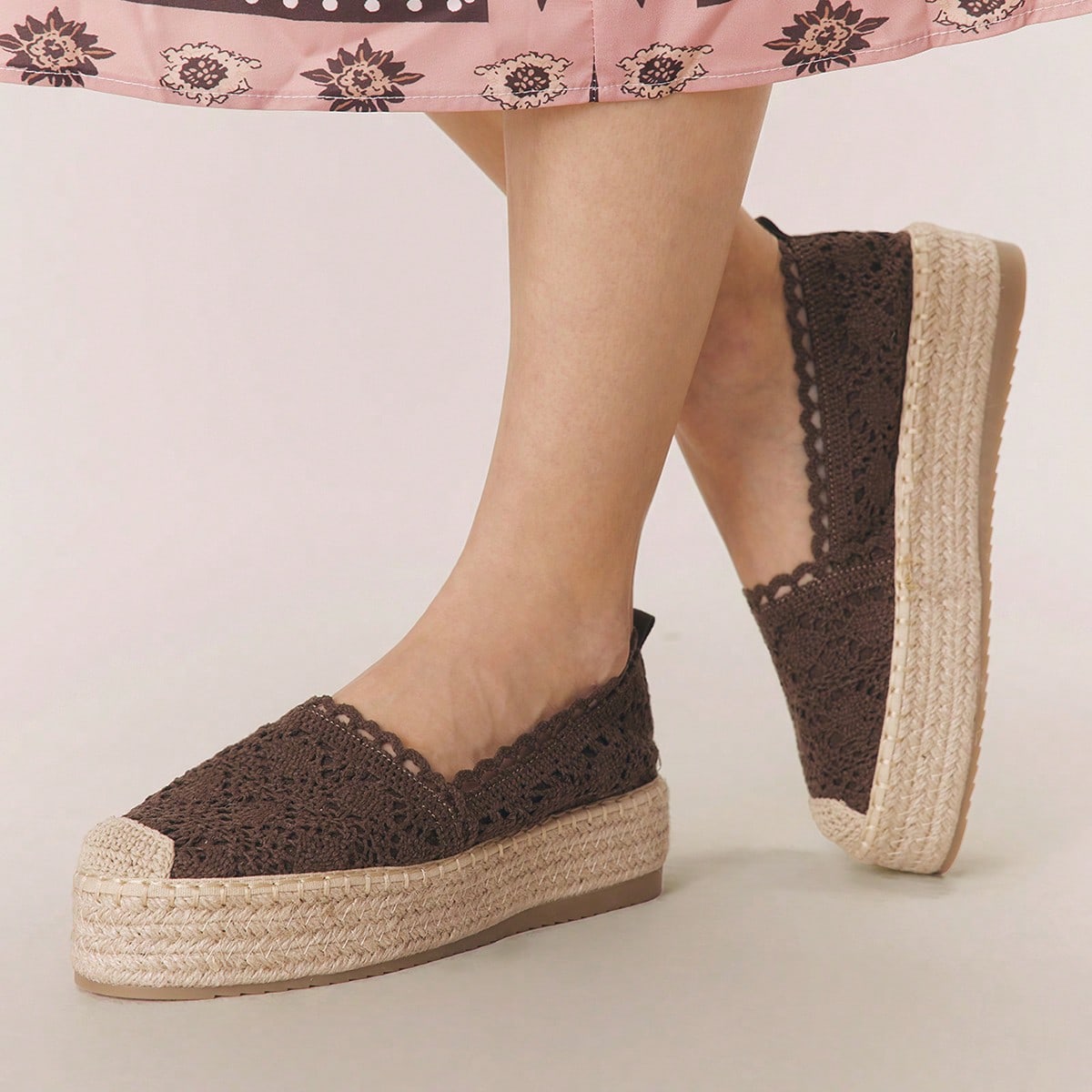 Sandalias de plataforma con cuña de cuerda tejida para mujer Styleloop, estilo bohemio, vintage, estilo occidental americano, para fiestas de festiva