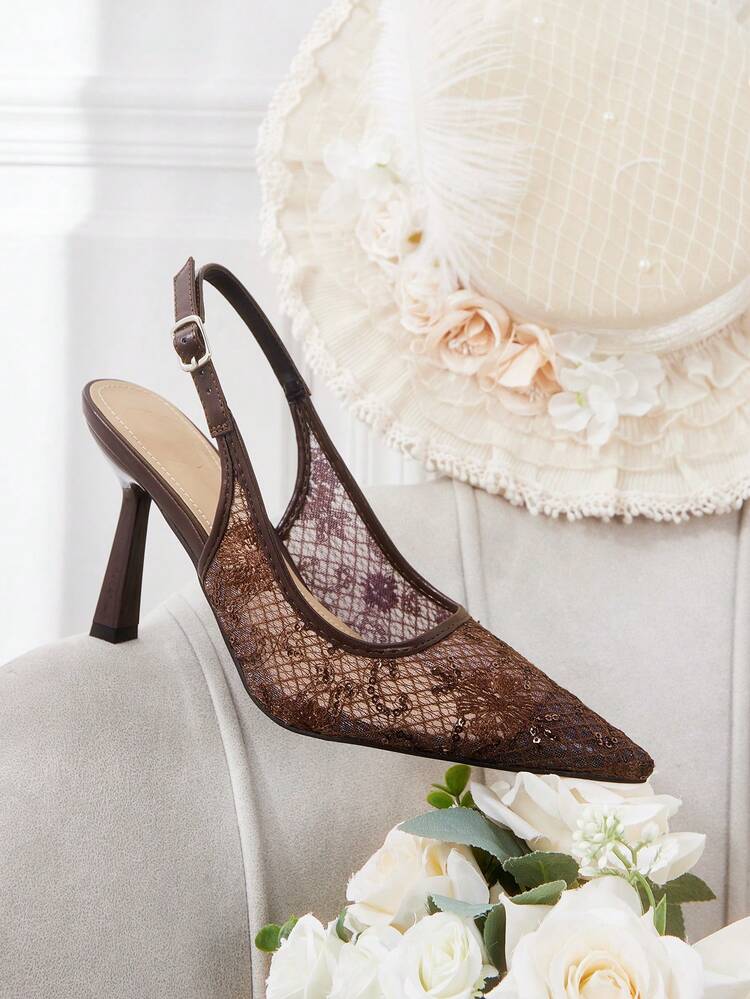 CUCCOO HITCHD Women Pointed Toe Lace Embroidered High Heel Shoes, Elegant Romantic White Ladies Pumps, Bridal Wedding Occasion Heels Wedding Shoes Summer Shoes Bride Shoes