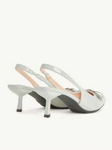 CUCCOO CHICEST Women's Fashion Light Green Bow Diamond Buckle Pointed Thin Heel High Heel Single Shoes - Light green - View 4