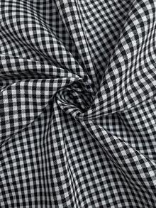 Lyckli Maternity Cherry Decor Plaid Front Tie Vest And Shorts Casual 2 Pieces Set - Black and White - View 8