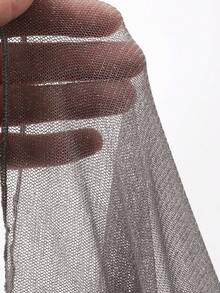 FRIFUL 女士网纱高领透视上衣，秋季叠穿单品 - 灰色 - 查看 7