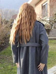 SILVIA DI SANTO 女士时尚通勤大衣，配腰带，秋冬款 - 灰色 - 查看 2