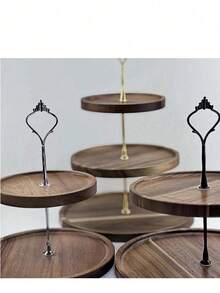1-Piece Set Of Three-Layer Wooden Tray Cake Rack, Can Be Used As A Dining Plate, Bread Plate, Coffee Plate, Tea Plate, Made Of Solid Wood Material, Suitable For Halloween And Christmas Gift Gatherings - Multicolor - View 7