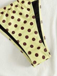 Swim Mod New Polka Dot Print Sexy High Waist Tie-Front Triangle Bikini Set, Women's Halter Neck Swimsuit For Beach & Vacation - Multicolor - View 4