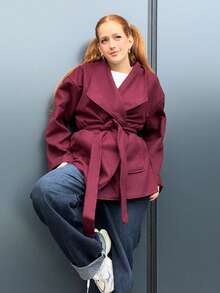 SILVIA DI SANTO Elegante abrigo burdeos, otoño/invierno - Burdeos - Ver 1