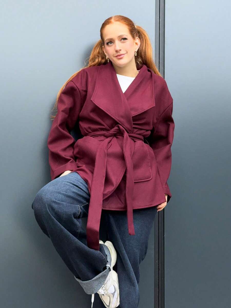 SILVIA DI SANTO Elegante abrigo burdeos, otoño/invierno - Burdeos - Ver 1