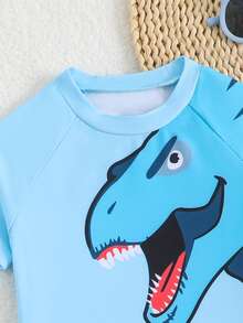 SHEIN GraphicGems Bộ đồ bơi đi biển in hình khủng long dành cho bé trai - Màu xanh lam - Xem 6