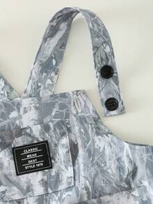 SHEIN 男女宝宝休闲时尚迷彩连体裤，春夏男宝宝服装，街头风 - 灰色 - 查看 6