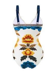 Swim Oasis Conjunto de 2 piezas de traje de baño estampado y falda larga de malla para vacaciones en la playa, conjunto de ropa de baño casual para mujer, Primavera/Verano 2026 - Multicolor - Ver 4