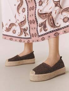 Giày sandal đế xuồng dệt dây Styleloop dành cho nữ, phong cách Bohemian, kiểu dáng cổ điển, thích hợp cho các lễ hội âm nhạc miền Tây nước Mỹ, tiệc tùng hoặc Giáng sinh. - Nâu đậm - Xem 4