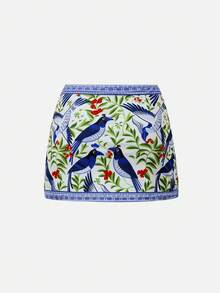 Swim Oasis Women's Summer Beach Bird Pattern Fashion Bikini Set With Coverup And Skirt,2026 Spring/Summer New Women's Swimwear Beach Vacation Collection: Elegant, Romantic, Sexy, And Sweet; Simple, Casual, And Versatile; Featuring A Bow-Tie Bikini, Removable Cup Pads, And Vibrant Holiday-Themed Colorful Prints. Perfect For Summer Outings, Beach Vacations, Island Getaways, Sunbathing, Road Trips, Cruise Ship Banquets, Afternoon Tea, Candlelight Dinners, Romantic Dates, Private Parties, Everyday Wear, Casual Style, And Even Music Festivals. A Must-Have Swimsuit For A Cool Summer Beach Trip! Women S Beach Outfits Sets For Women Summer Woman Summer Outfits Summer Outfit For Women Pool Outfits For Woman - Blue and White - View 9