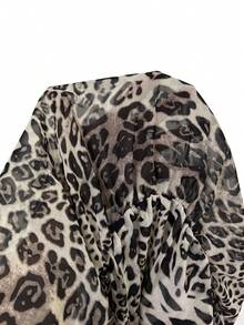 SHEIN SXY Top halter con espalda descubierta y volantes con estampado de leopardo sexy y de moda - Marrón - Ver 7