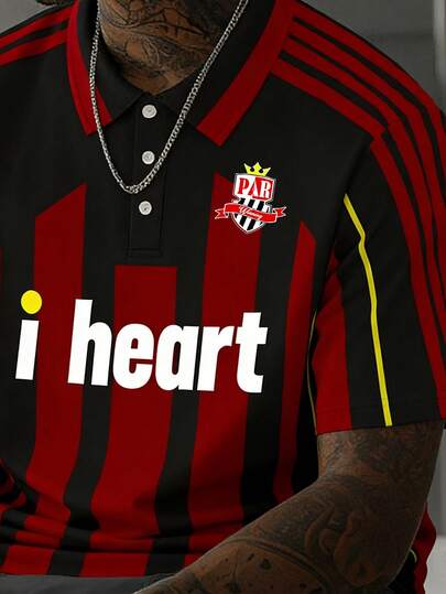 Manfinity EMRG 男士撞色字母印花休闲百搭通勤短袖Polo衫