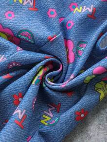 TEENAGE MUTANT NINJA TURTLES | SHEIN Bộ áo liền quần cho bé gái in chữ hoạt hình, kiểu dáng thường ngày, đa năng, phù hợp mặc hàng ngày. - Màu xanh hải quân - Xem 7