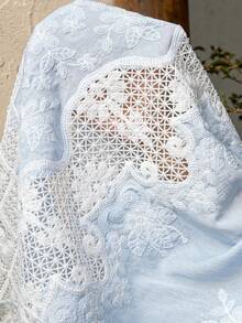 Breezaya Conjunto de 2 peças com Blusa de Decote Halter e Saia, Estilo Elegante de Férias com Bordado e Renda, Adequado para Primavera/Verão, Volta às Aulas, Férias, Formatura, Dia dos Namorados, Natal, Festival de Música, Dia das Mães, Halloween, Ação de Graças, Páscoa, Dia Nacional, Baile de Formatura, Aniversário, Encontro, Casamento, Atividades ao Ar Livre - Azul - Visão 5