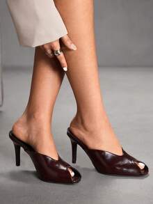 CUCCOO SZL Giày sandal cao gót thời trang, thanh lịch dành cho nữ, thích hợp dự tiệc và đi làm dịp Giáng sinh - Cà phê nâu - Xem 2